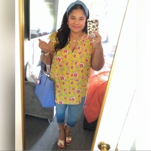 Loft sleeveless yellow floral top Size 16